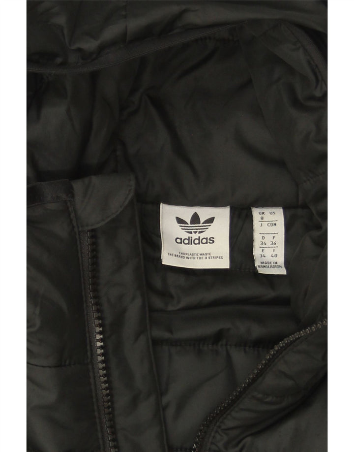 ADIDAS Womens Hooded Padded Jacket UK 8 Small  Black Polyester Vintage Adidas and Second-Hand Adidas from Messina Hembry 