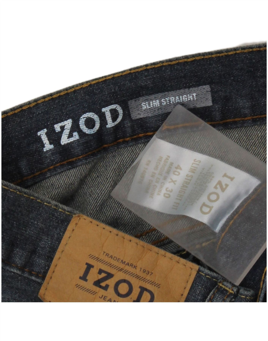 IZOD Męskie proste dżinsy W40 L30 Niebieskie bawełniane