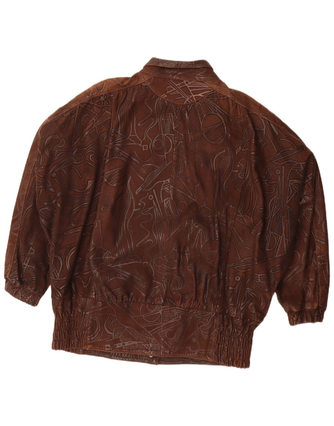 Vintage damska kurtka oversize z abstrakcyjnym wzorem EU 38, średni brąz
