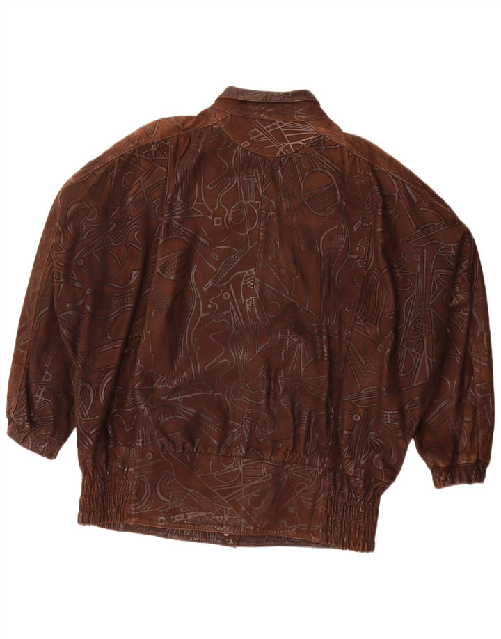 Vintage damska kurtka oversize z abstrakcyjnym wzorem EU 38, średni brąz