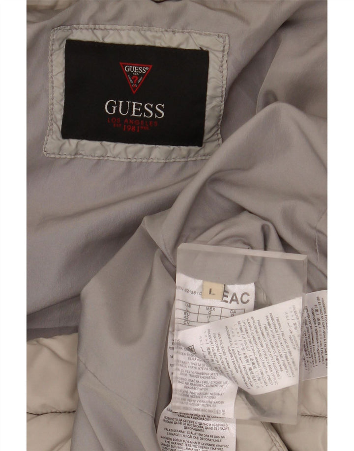 Damska ocieplana kurtka GUESS UK 16, duża, beżowa, poliester