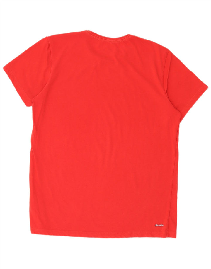 Męski T-shirt ADIDAS Climalite z grafiką, duży, czerwony, bawełniany