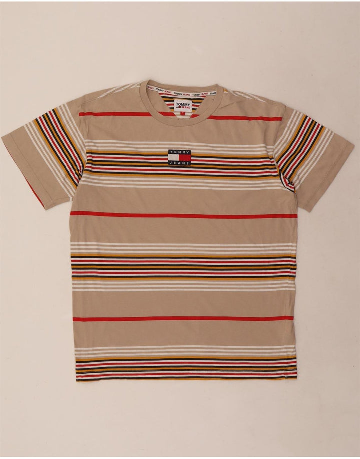T-shirt męski Tommy Hilfiger Top, bawełniany w średnie beżowe paski