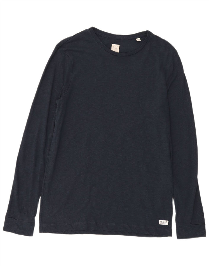 Jack Wills Męski top z długim rękawem, mały, granatowy, bawełniany