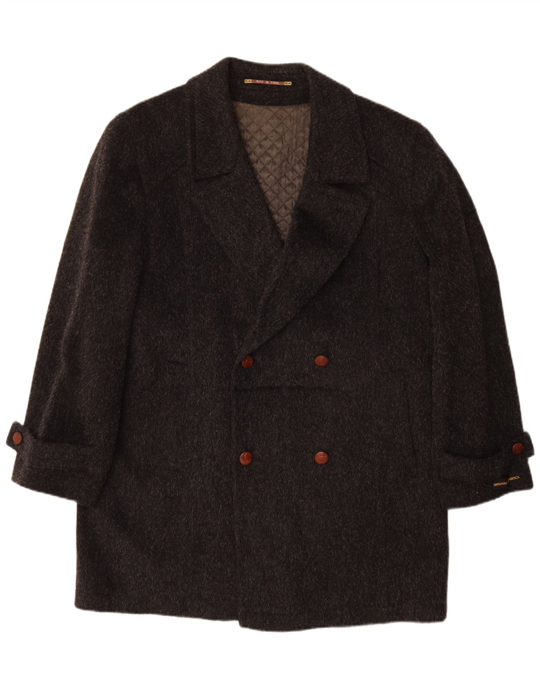 Męski dwurzędowy płaszcz Himalaya IT 50, duża, szara wełna