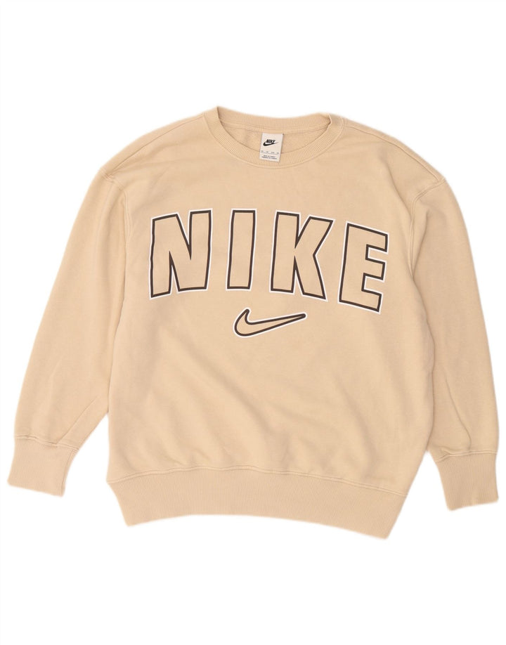 Męska bluza z grafiką Nike, sweter XS, beżowa, bawełniana