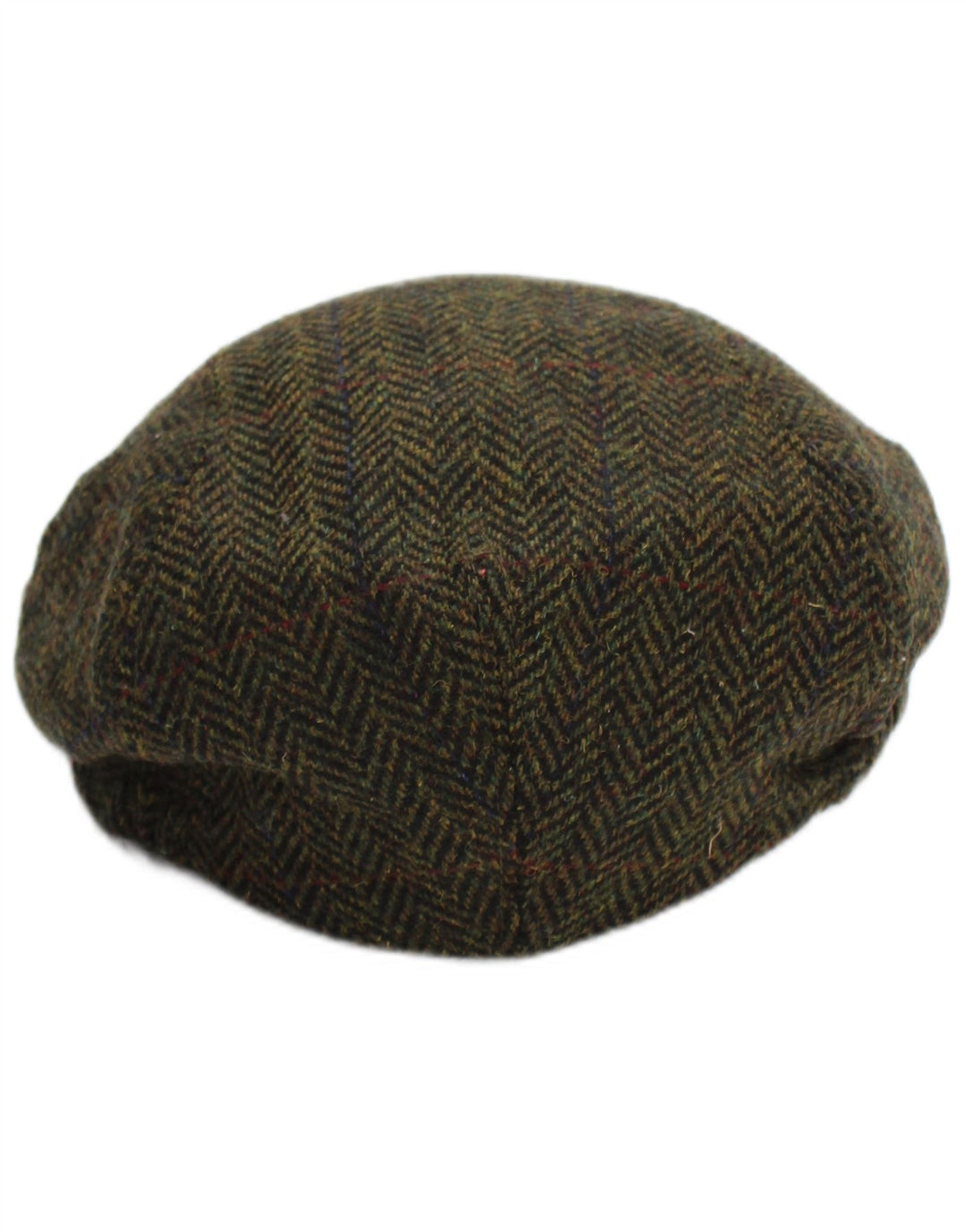 Mucros Weavers Męski kaszkiet średni khaki wełniany klasyk w jodełkę