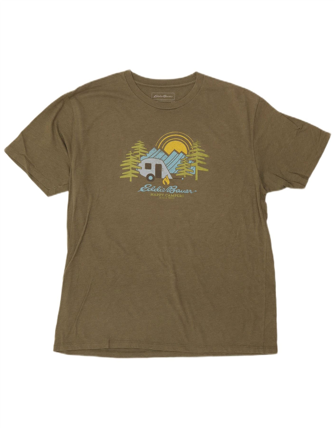 Męski T-shirt z grafiką EDDIE BAUER, duży, bawełniany khaki