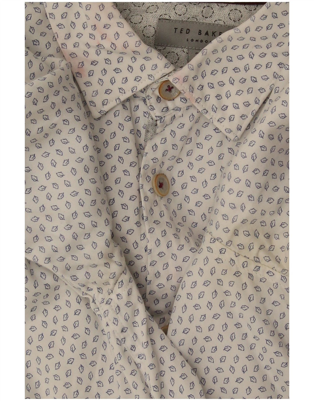 Ted Baker Męska koszula w abstrakcyjny wzór, rozmiar 3, średnia, złamanej bieli, bawełniana