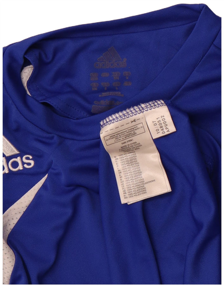 T-shirt męski ADIDAS Top, średni niebieski, poliester, bloki kolorów, sportowy