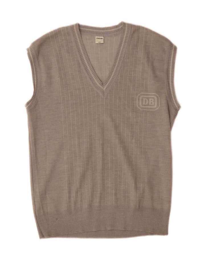 VINTAGE Mens Vest Tank Top Small Grey Polyacrylic Vintage Vintage and Second-Hand Vintage from Messina Hembry 