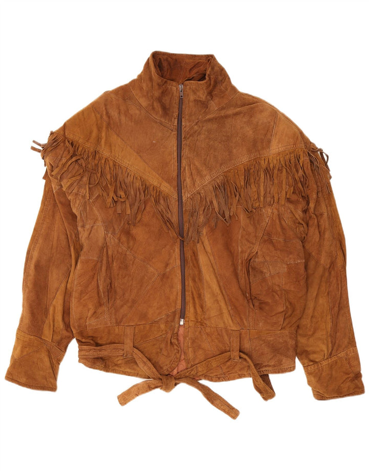 Vintage damska kurtka zamszowa Western UK 14 średni brąz