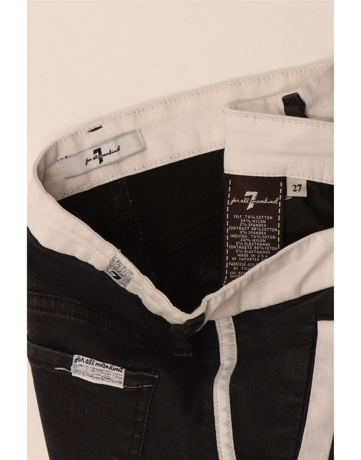 Damskie jeansy typu skinny typu Crop 7 For All Mankind W27 L25 Czarna bawełna z blokami kolorów