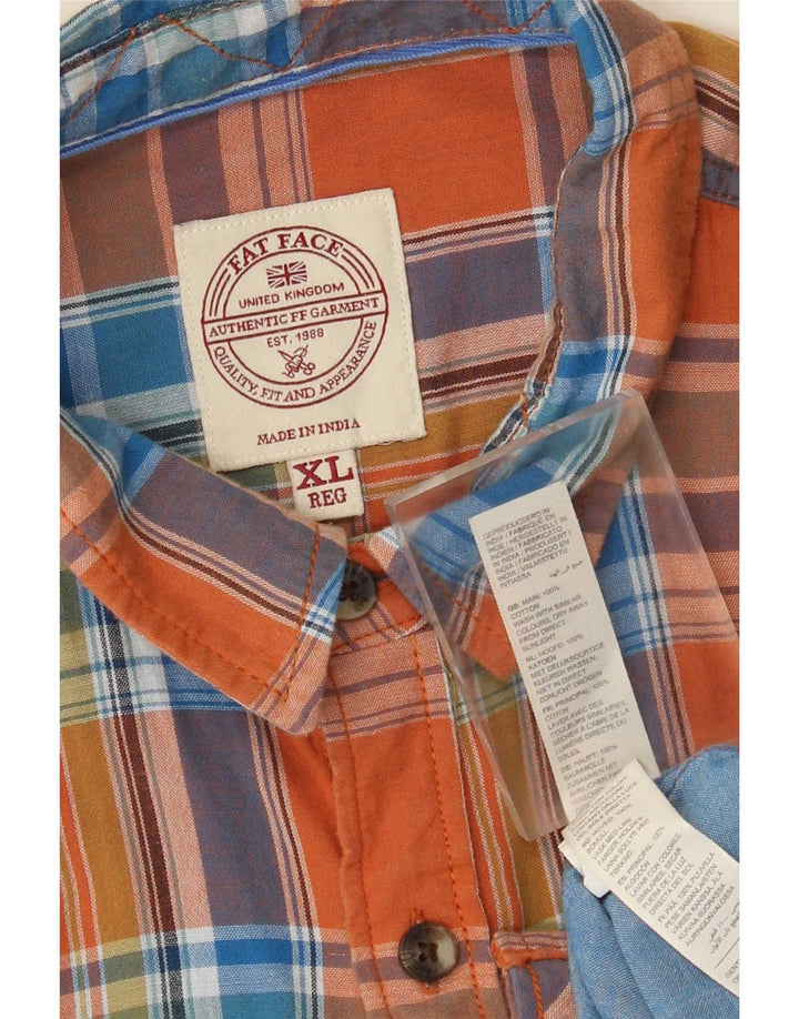 Koszula flanelowa męska Fat Face XL, bawełniana w pomarańczową kratkę