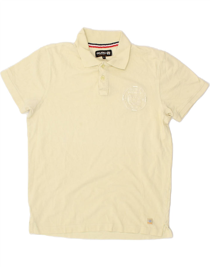 GURU Mens Graphic Polo Shirt Medium Yellow Cotton Vintage Guru and Second-Hand Guru from Messina Hembry 