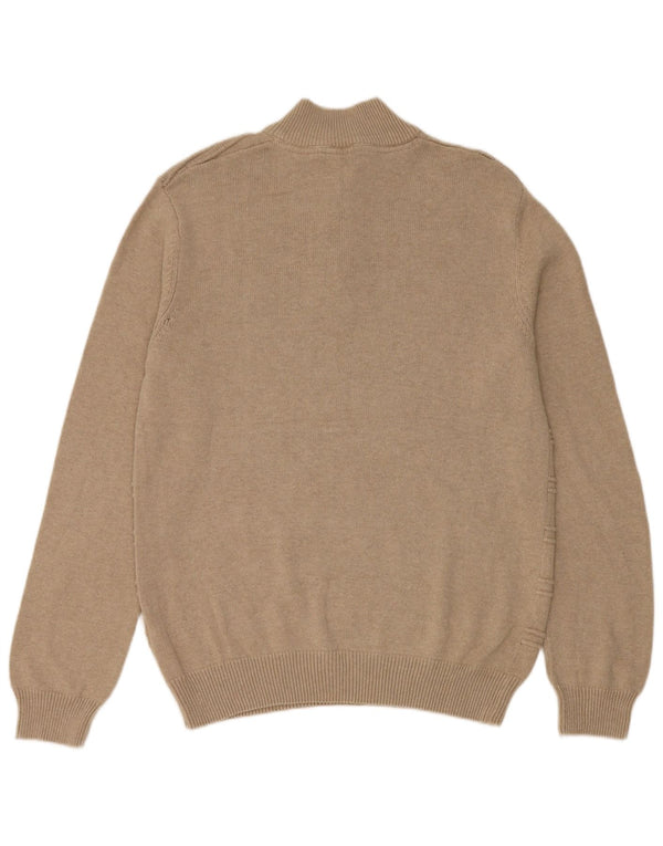 Crew Clothing Męski sweter z zamkiem błyskawicznym o regularnym kroju, średnio beżowy, bawełniany