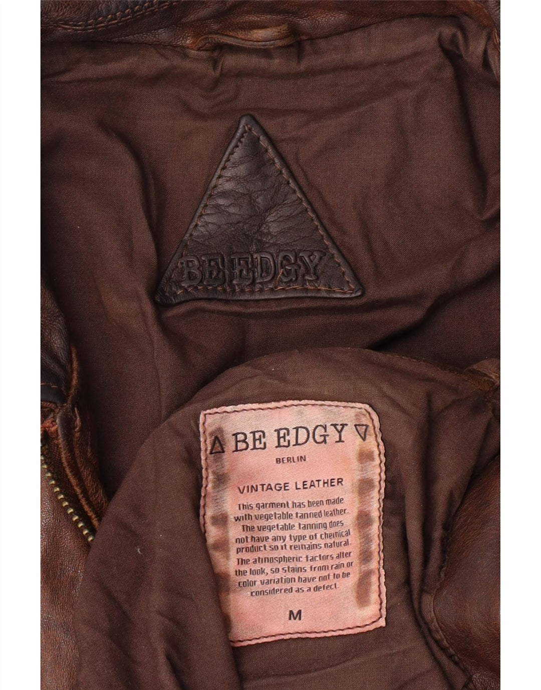Be Edgy Męska skórzana kurtka UK 38 Średnio brązowa skóra