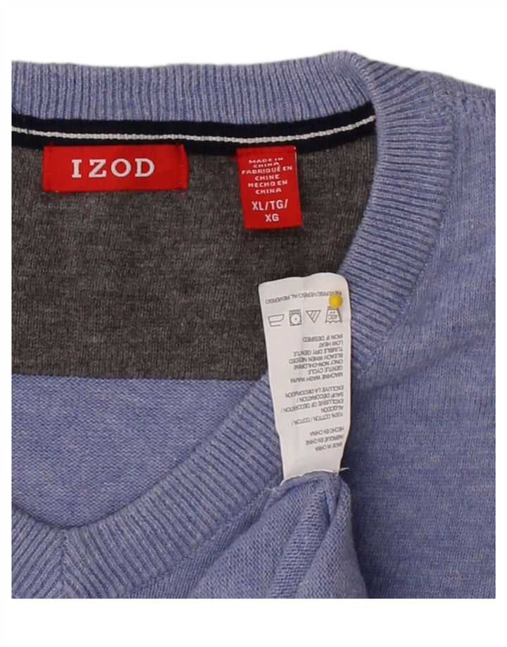 IZOD Mens V-Neck Jumper Sweater XL Blue Cotton Vintage Izod and Second-Hand Izod from Messina Hembry 
