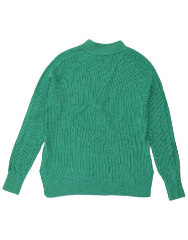 Zara Womens Zip Neck Jumper Sweater UK 10 Small Green Viscose