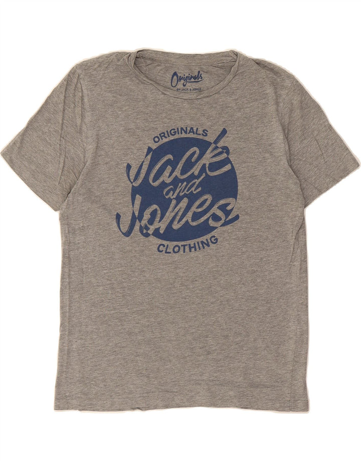 JACK & JONES Mens Graphic T-Shirt Top Medium Grey Cotton Vintage Jack & Jones and Second-Hand Jack & Jones from Messina Hembry 