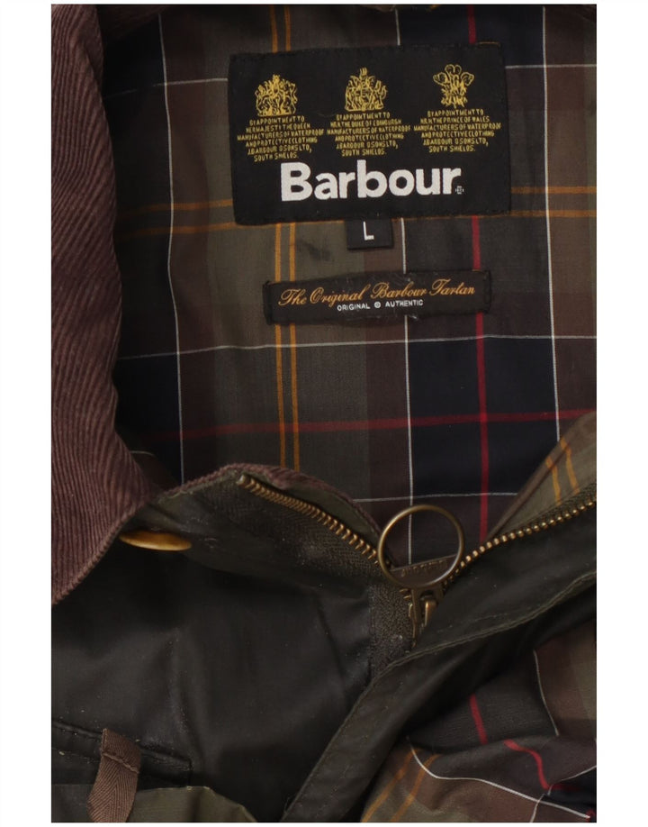 Męska kurtka Barbour z woskowanej bawełny UK 40, duży blok kolorów khaki