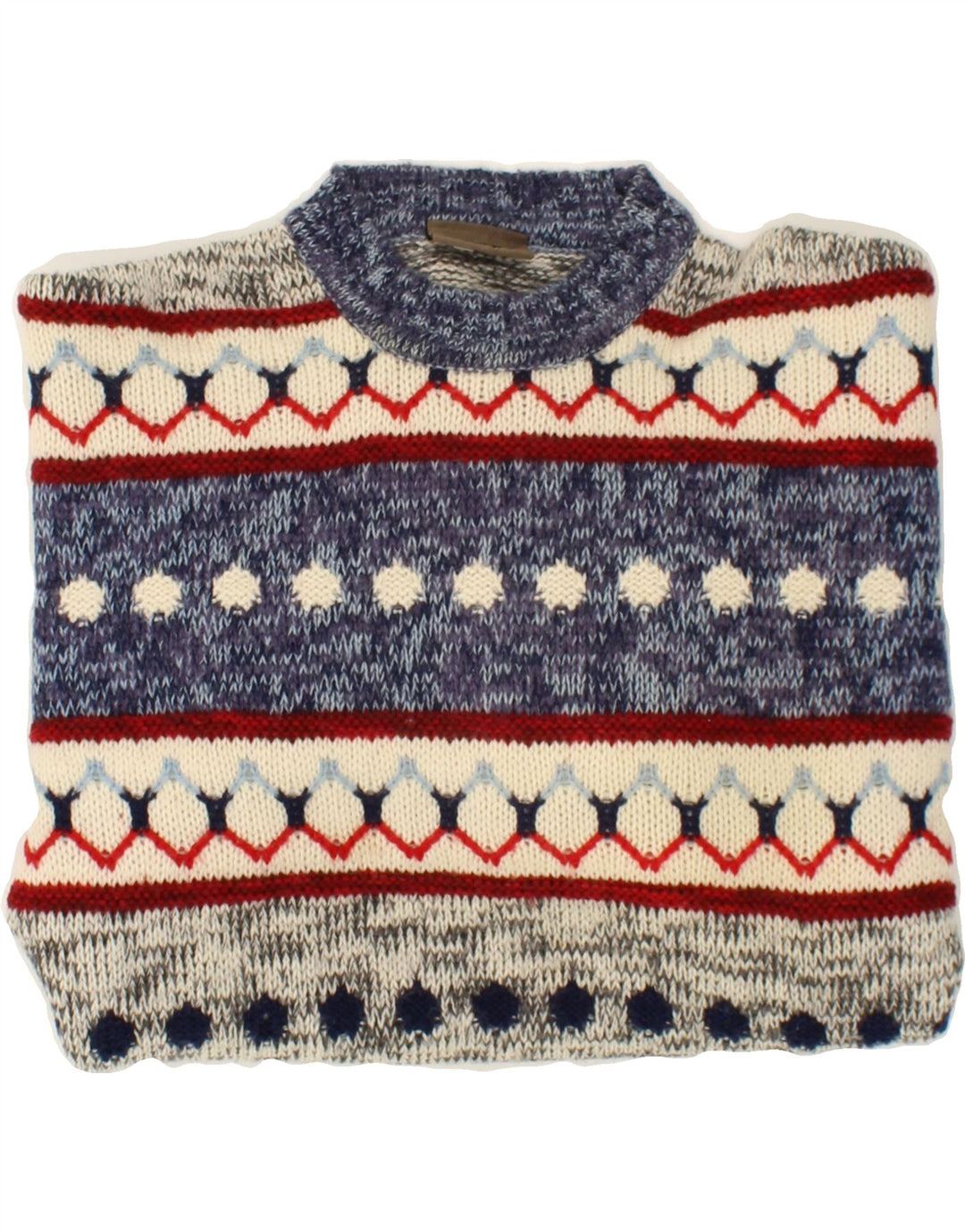 Męski sweter z okrągłym dekoltem SEVRES IT 50 Średni niebieski Fair Isle Wool