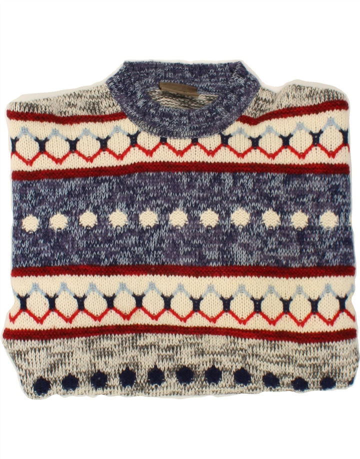 Męski sweter z okrągłym dekoltem SEVRES IT 50 Średni niebieski Fair Isle Wool