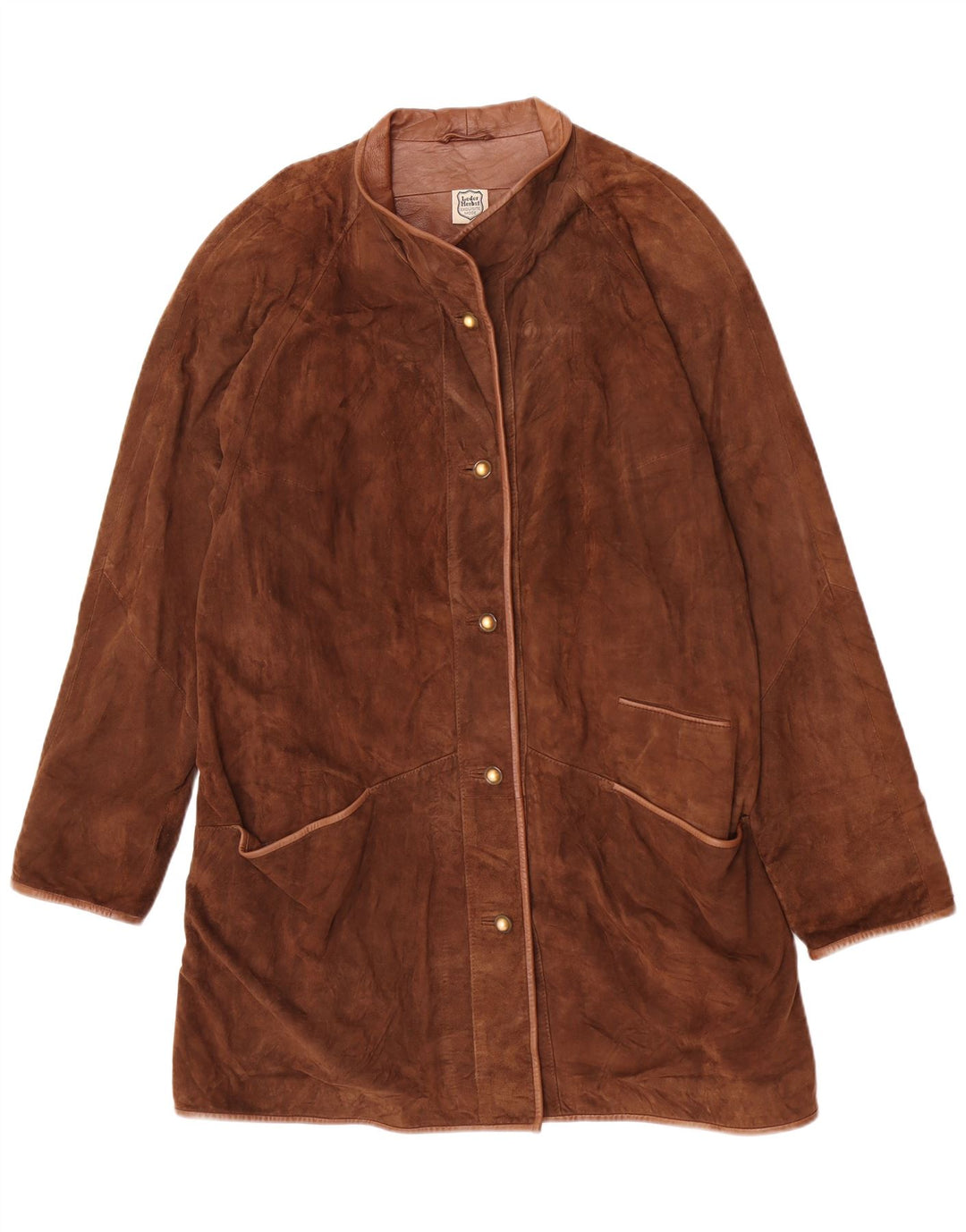 Damska kurtka skórzana Leder Herbst UK 18 XL, brązowa, klasyczna