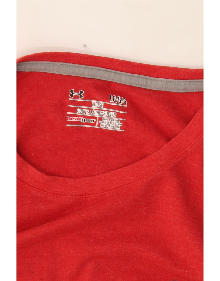 UNDER ARMOUR Mens Heat Gear T-Shirt Top Large Red Polyester Vintage Under Armour and Second-Hand Under Armour from Messina Hembry 
