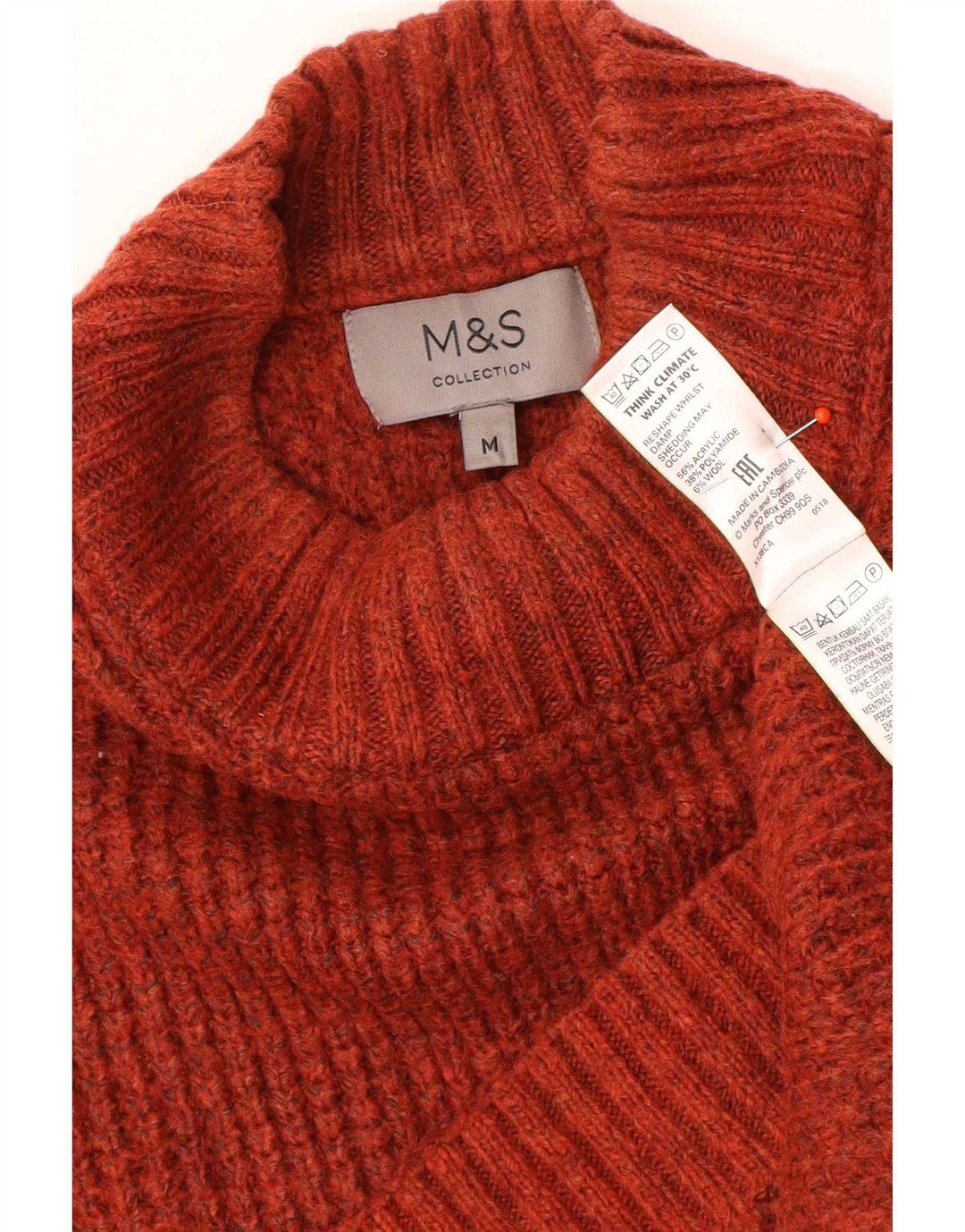 Marks & Spencer Męski sweter z golfem, średniobrązowy, akrylowy