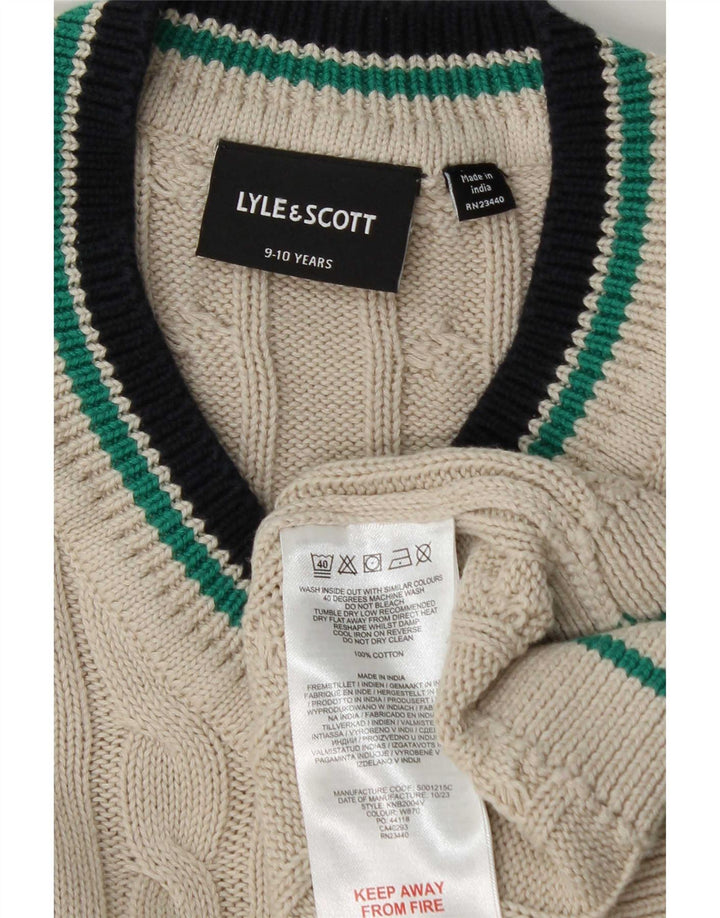 Sweter chłopięcy Lyle & Scott z dekoltem w kształcie litery V, 9-10 lat, biała bawełna