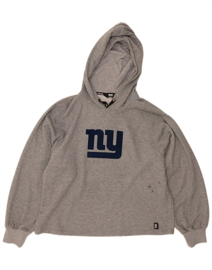 Damski sweter z kapturem i grafiką DKNY, UK 14, średni szary poliester