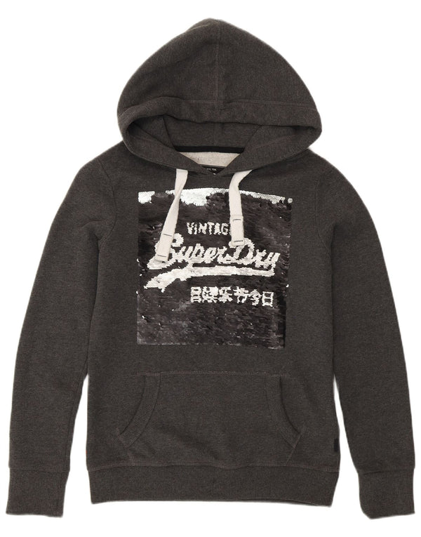Damski sweter z kapturem Superdry Graphic UK 8 Small, szary, bawełniany