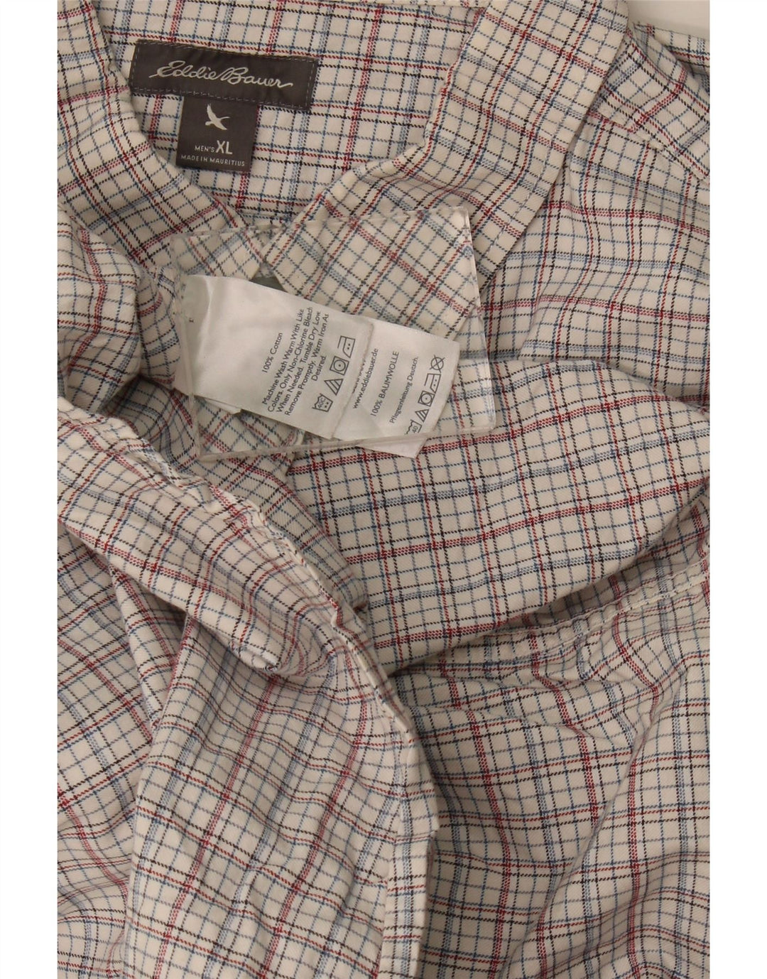 Męska koszula o swobodnym kroju Eddie Bauer XL w białą kratkę, bawełniana