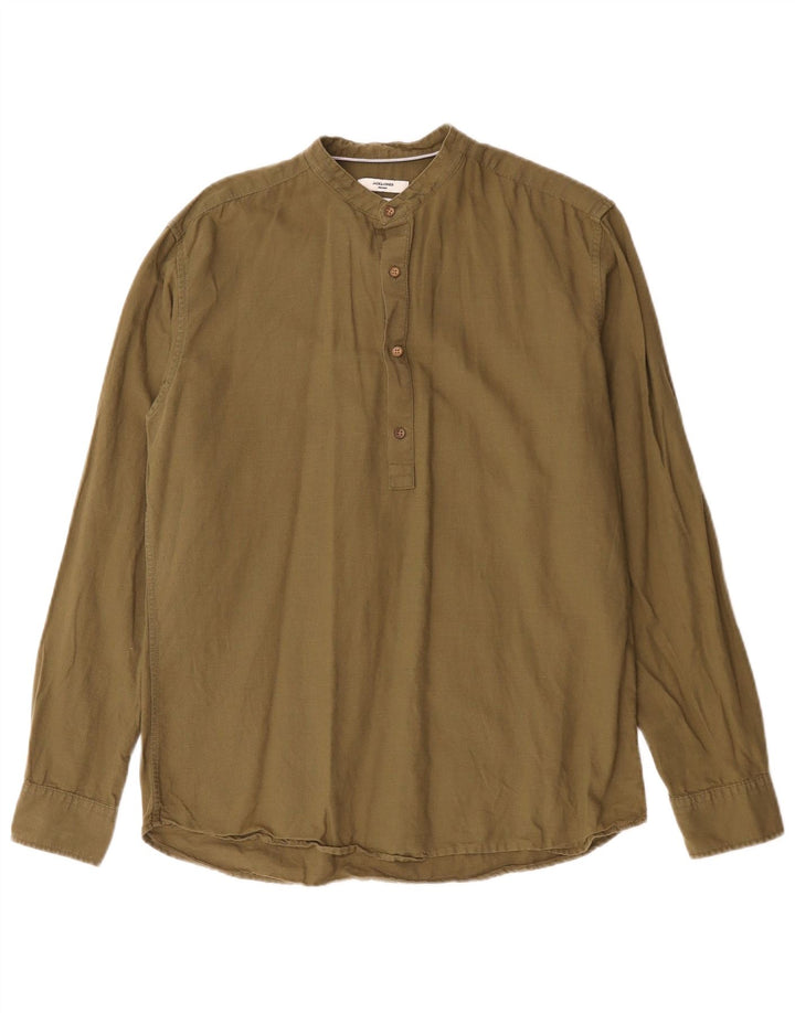 Męska koszula pulowerowa Jack & Jones Premium Slim, średnia, bawełniana khaki