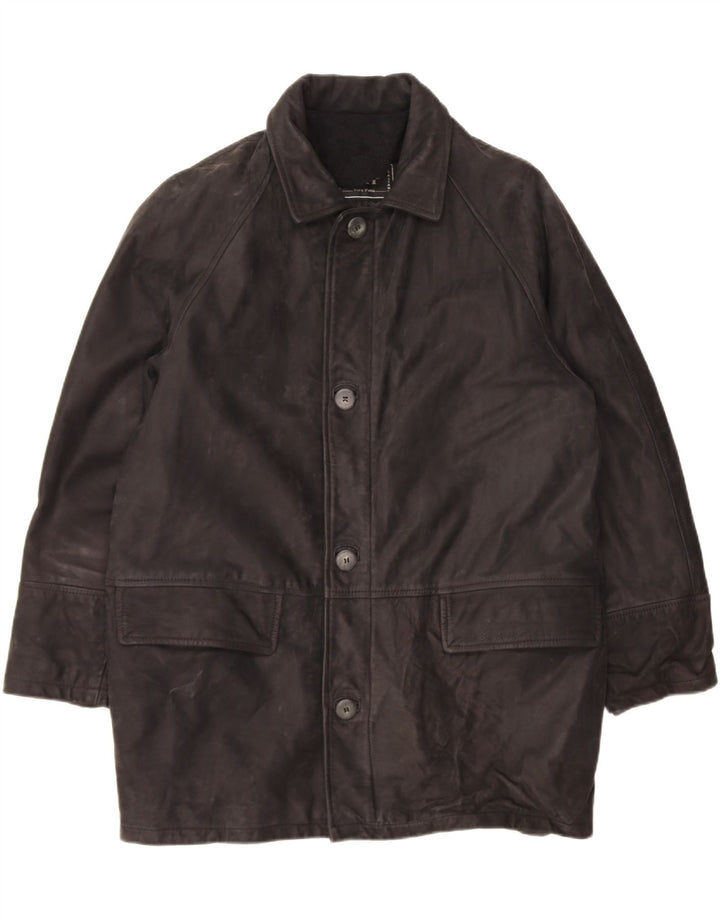 VINTAGE Mens Leather Coat IT 48 Medium Black Leather Vintage Vintage and Second-Hand Vintage from Messina Hembry 