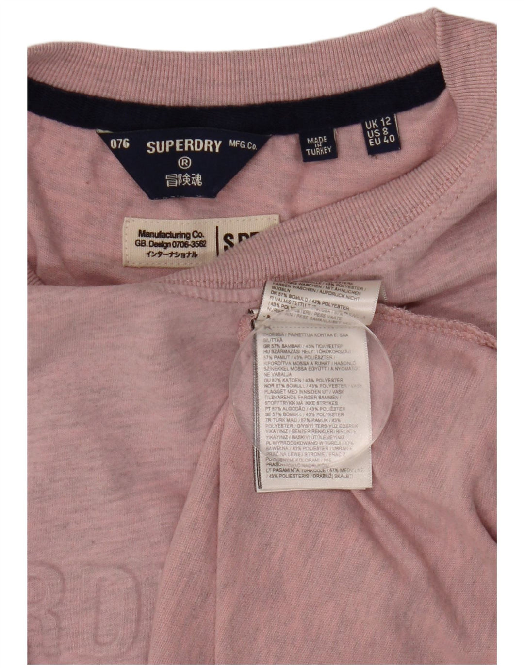 Damska koszulka z grafiką Superdry Top UK 12, średni różowy poliester