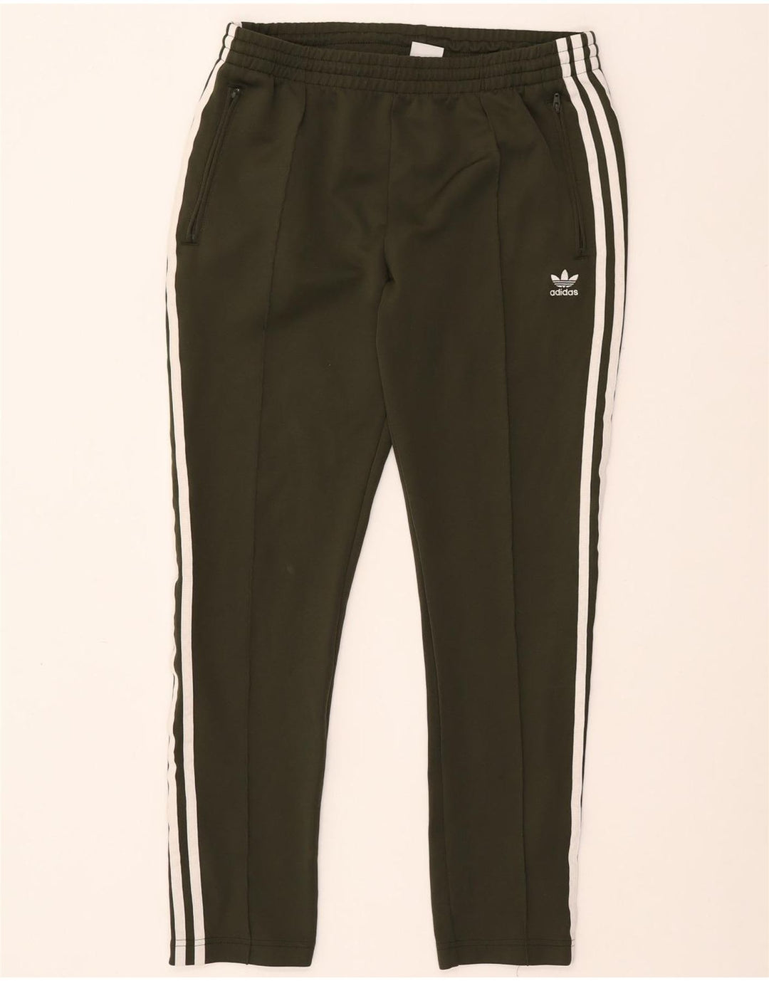 Damskie spodnie dresowe ADIDAS UK 14, średni khaki, poliester