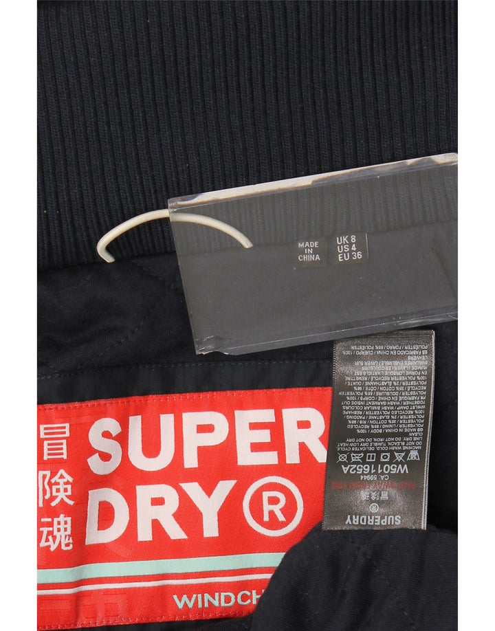 Damska kurtka wiatrówka z kapturem SUPERDRY Graphic UK 8, mała, granatowa