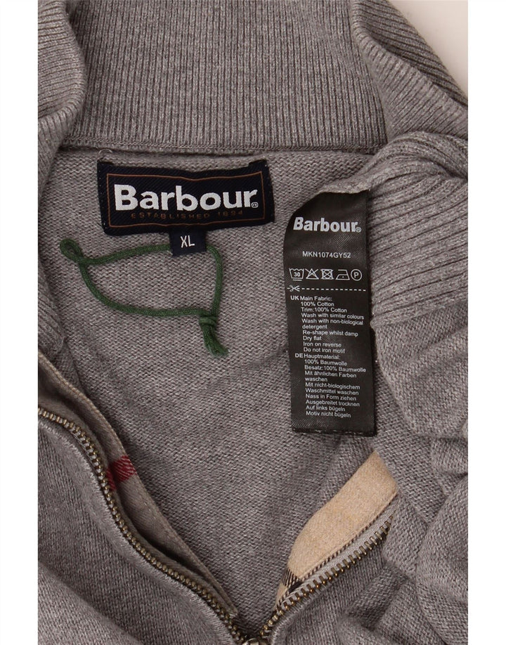 Męski sweter z zamkiem błyskawicznym Barbour XL, szary, bawełniany