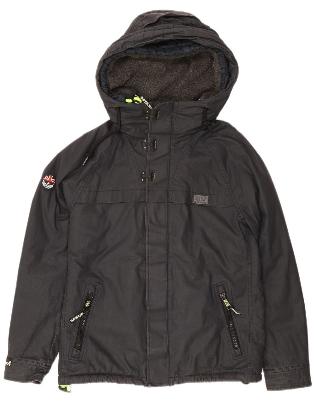 Męska kurtka wiatrówka z kapturem Superdry UK 40, duże granatowe logo