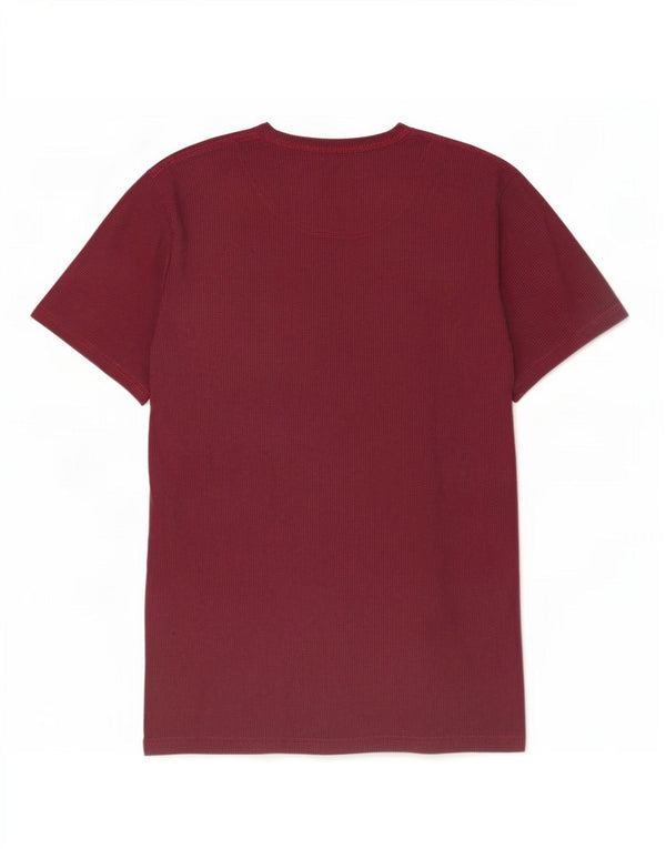 Męski T-shirt z grafiką Hollister, duży, bordowy, bawełniany