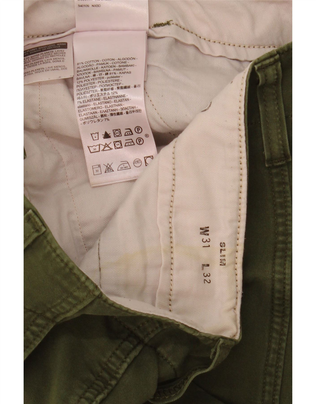 Męskie spodnie cargo Levi's W31 L30 Zielona bawełna