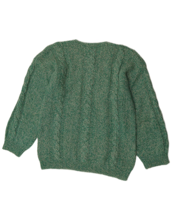 Vintage damski sweter z dekoltem w łódkę UK 12, średni, zielony, nakrapiany