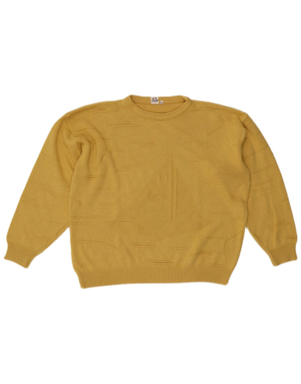 Vintage damski sweter oversize z okrągłym dekoltem IT 50 XL żółty