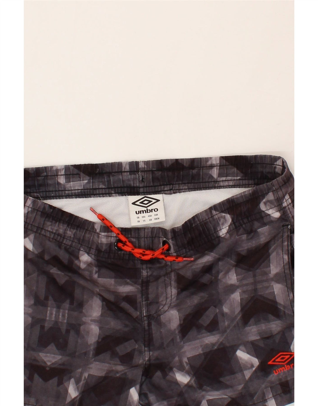 UMBRO Boys Swimming Shorts 7-8 Years Small Grey Geometric Vintage Umbro and Second-Hand Umbro from Messina Hembry 
