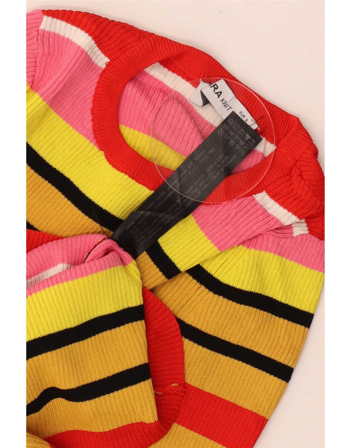 Damska bluzka Zara Crop Top UK 8 Small, wielokolorowa wiskoza w paski
