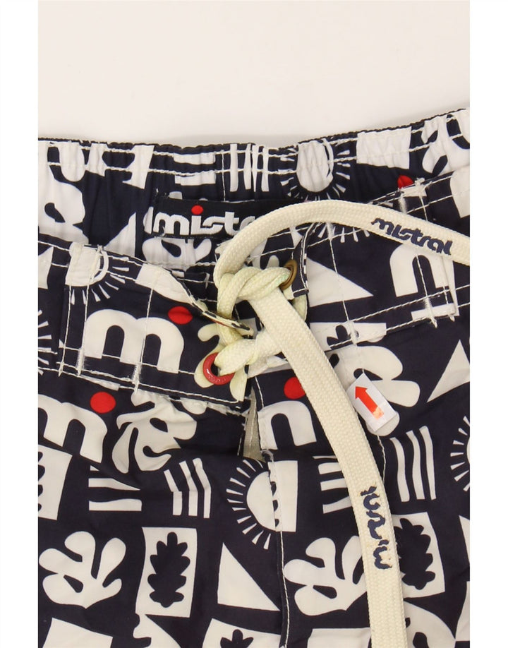 MISTRAL Mens Swimming Shorts XL  Navy Blue Geometric Polyester