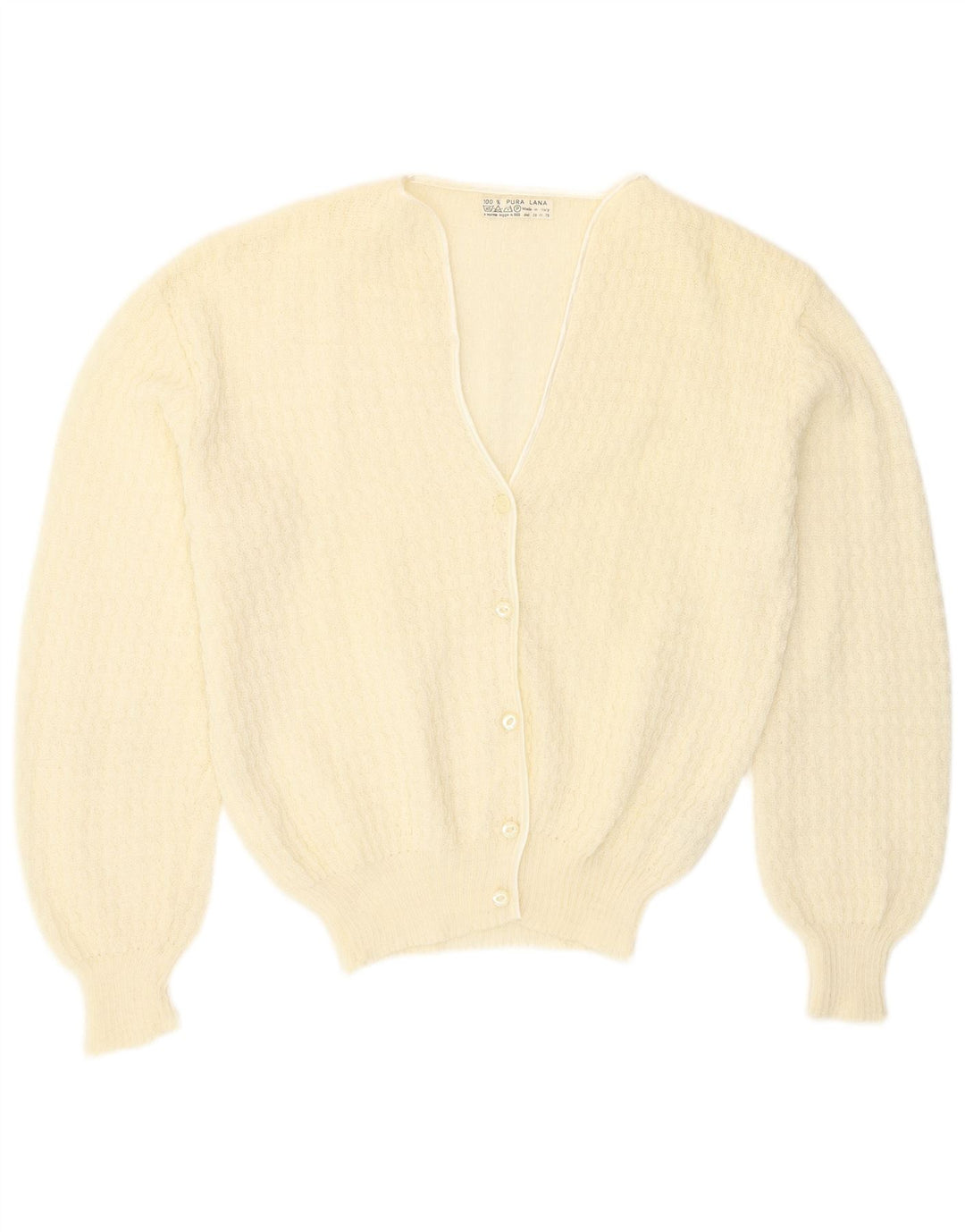 Sweter damski w stylu vintage, UK 16, duży, z białej wełny