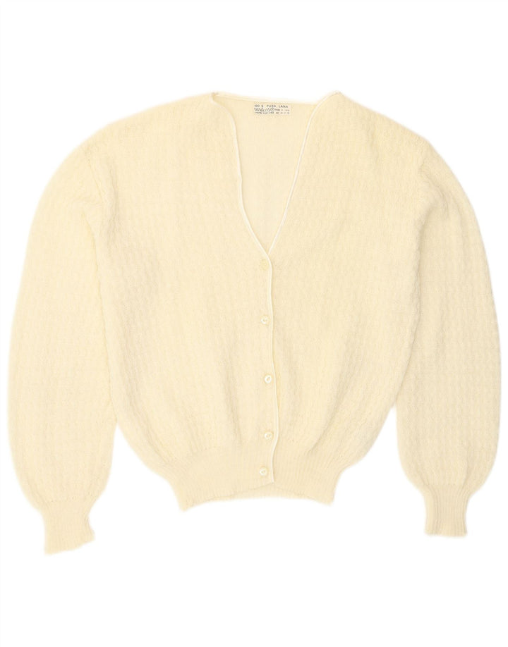Sweter damski w stylu vintage, UK 16, duży, z białej wełny